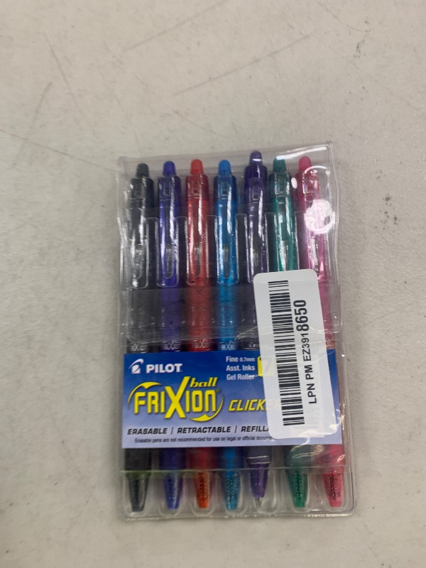 Photo 1 of Pilot FriXion Erasable Gel Pens, Fine Point 0.7 mm Erasable Pens, Pack of 7 Assorted Colors