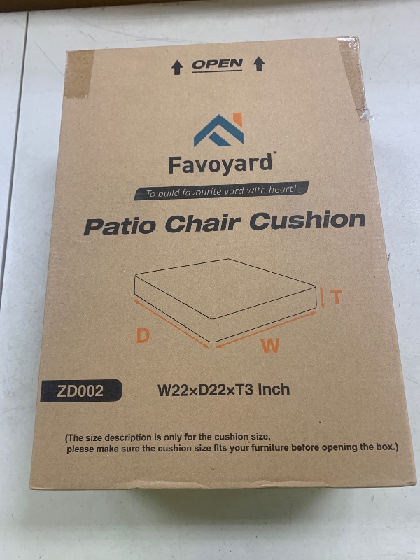 Photo 1 of Favoyard Patio Chair Cushions 22 x 22 x 3 Inch Waterproof Outdoor Seat Cushions for Patio Furniture 3-Year Color Fastness Garden Sofa Couch Chair Pads with Handle & Adjustable Straps Set of 2, Grey