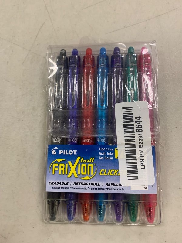 Photo 1 of Pilot FriXion Erasable Gel Pens, Fine Point 0.7 mm Erasable Pens, Pack of 7 Assorted Colors