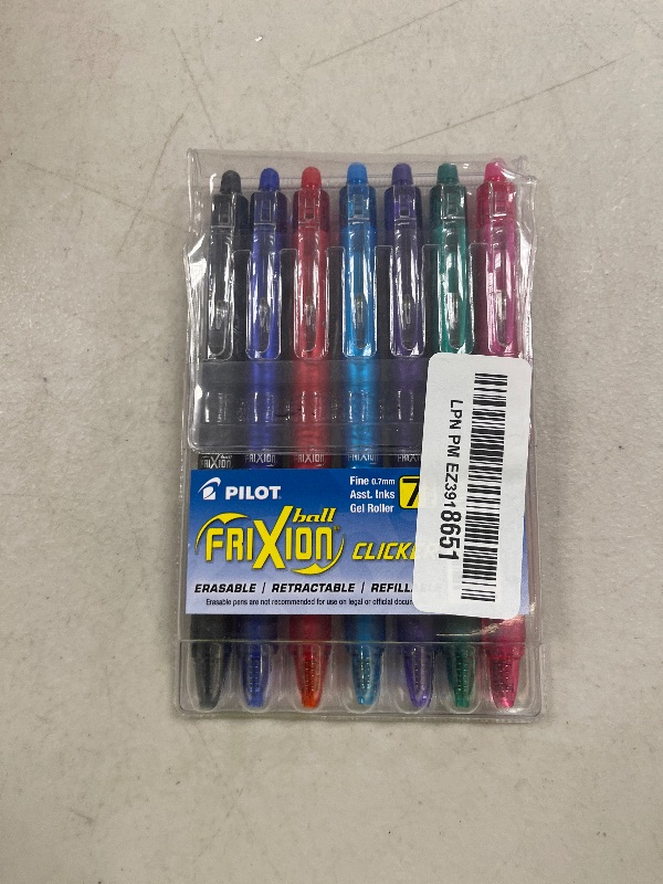 Photo 1 of Pilot FriXion Erasable Gel Pens, Fine Point 0.7 mm Erasable Pens, Pack of 7 Assorted Colors