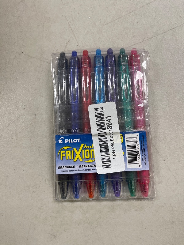 Photo 1 of Pilot FriXion Erasable Gel Pens, Fine Point 0.7 mm Erasable Pens, Pack of 7 Assorted Colors