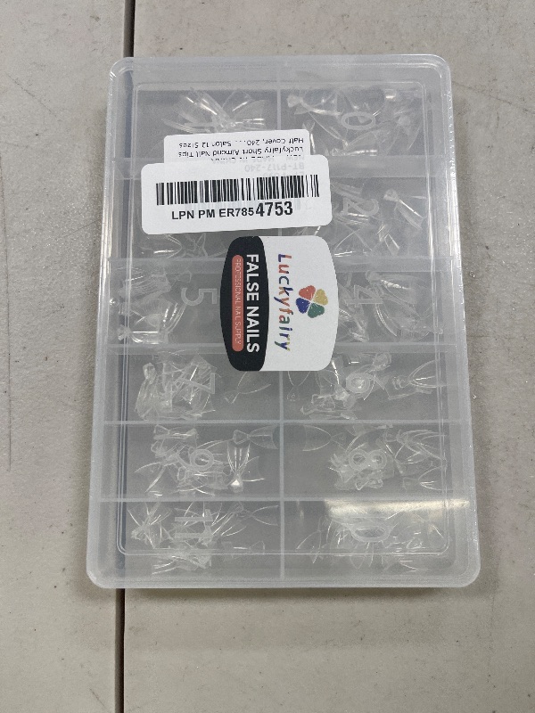 Photo 1 of Luckyfairy Short Almond Nail Tips: 240pcs Half Cover Extra Short Fake Nails Almond Shape, Pre Etched Matted Soft Gel Press On Nails Extensions DIY Home Salon 12 Sizes
