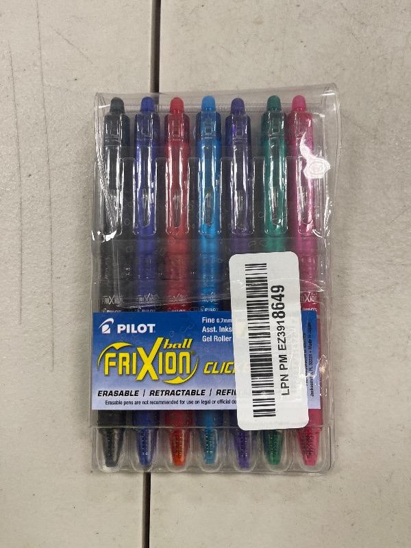 Photo 1 of Pilot FriXion Erasable Gel Pens, Fine Point 0.7 mm Erasable Pens, Pack of 7 Assorted Colors