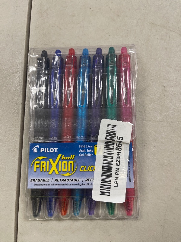 Photo 1 of Pilot FriXion Erasable Gel Pens, Fine Point 0.7 mm Erasable Pens, Pack of 7 Assorted Colors