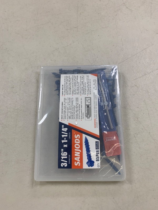 Photo 1 of SANJODS 3/16" x 1-1/4" Concrete Screw Anchor, Blue Hex Head Screws for Anchoring to Masonry, Brick, Block, Cement or Stucco (Pack of 65)