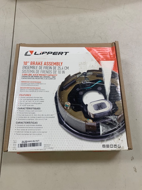 Photo 1 of Lippert Forward Self-Adjusting Replacement Brake Assembly for RVs, Right Side, 10" x 2.5", 3,500 lbs. Capacity, for 13", 14", 14.5", 15" Wheels - 296650