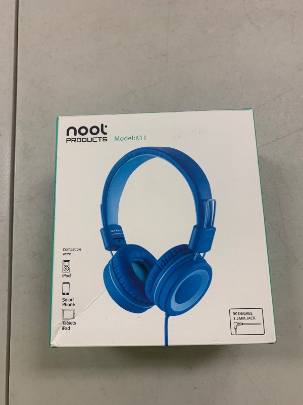 Photo 1 of noot products Kids Headphones K11 Foldable Stereo Tangle-Free 5ft Long Cord 3.5mm Jack Plug in Wired On-Ear Headset for iPad/Amazon Kindle,Fire/Boy/Girl/School/Laptop/Tablet(Skyline Blue)