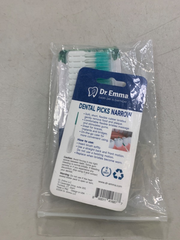 Photo 1 of Dr. Emma Dental Picks Narrow Space Mint Soft Rubberized Tooth Picks Tight Floss Pick Easy to Use Brush Picks for Teeth Cleaning and Gum Health 100Ct/Pack, 2 Pack(200Ct)