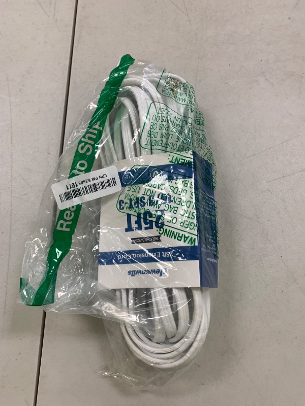 Photo 1 of DEWENWILS 25FT Flat Plug Extension Cord, 3 Prong Ultra Thin Power Strip, 360° Rotating Plug, 13A/125V/1625W, 16 Awg Grounded Flat Power Cable for Indoor Narrow Space, SPT-3, ETL Listed, White