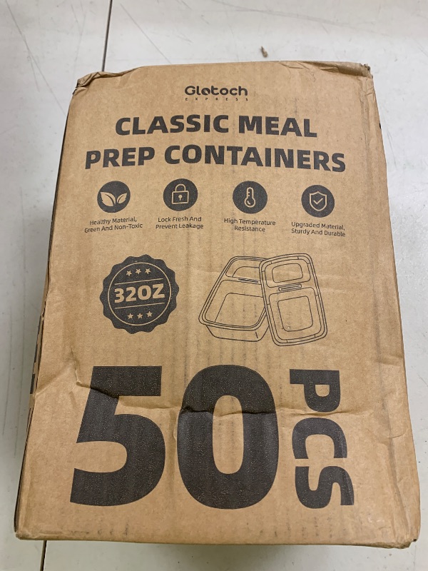 Photo 1 of Glotoch 50 Pack 32 oz Meal Prep Containers Reusable, 2 Compartment Food Containers with Lids To Go Containers, Lunch-Microwave, Freezer, Dishwasher Safe