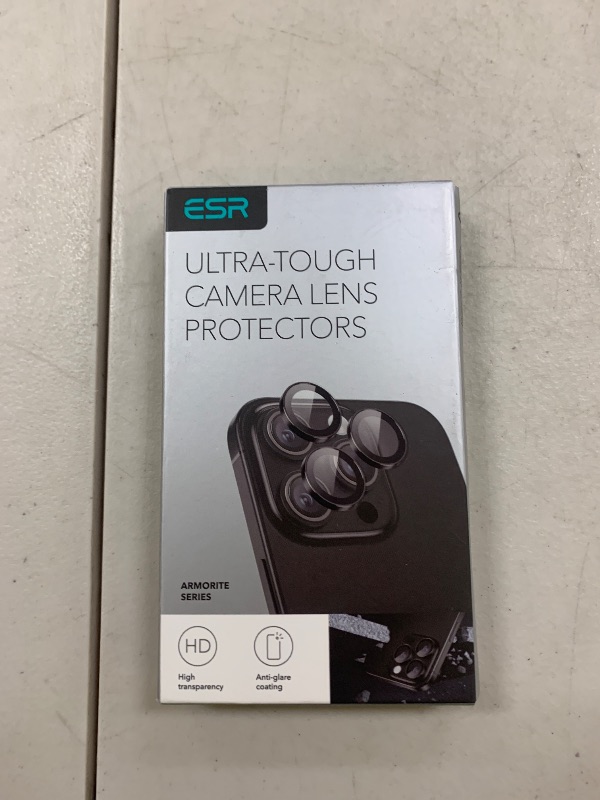 Photo 1 of ESR Camera Lens Protector for iPhone 17 Pro Max/17 Pro/16 Pro Max/16 Pro/15 Pro Max/15 Pro/14 Pro Max/14 Pro, Ultra-tough HD Individual Lens Protectors, Ultra-thin Tempered Glass, 1 Pack, Black