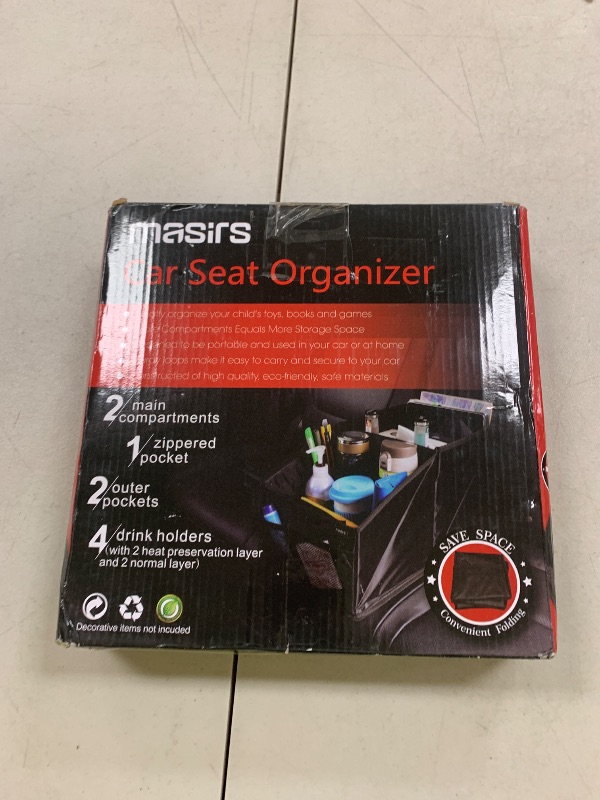 Photo 1 of Masirs Back Seat Car Organizer, Neatly Organize Items While Traveling, Folds Flat for Easy Trunk Storage