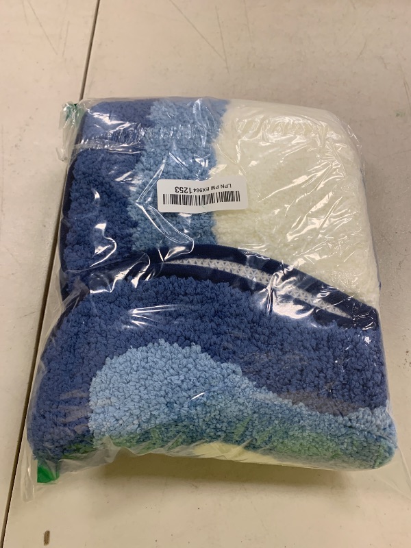 Photo 1 of HAOCOO Bathroom Runner Rug 18x47 inch, Luxury Soft Non-Slip Long Bath Mat, Microfiber Machine Washable Blue Rug Runner Floor Mats for Bath Sink Tub Shower