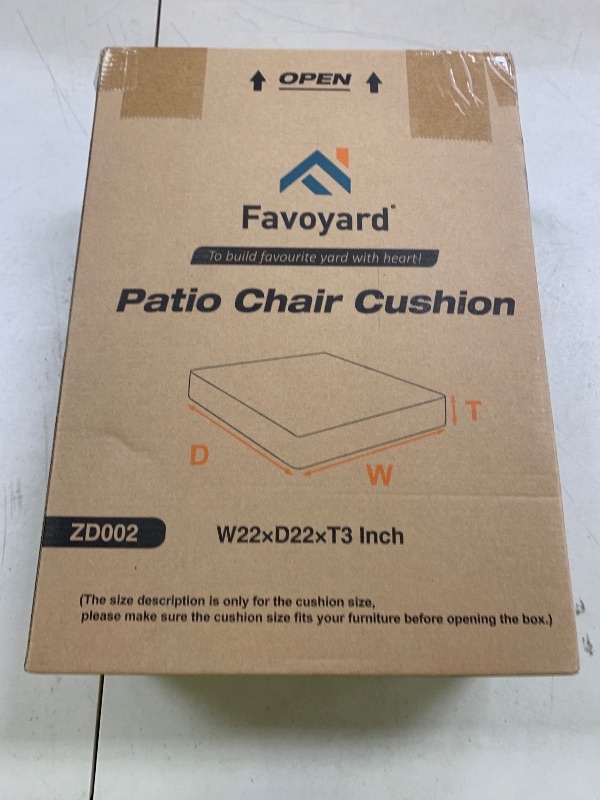 Photo 1 of Favoyard Patio Chair Cushions 22 x 22 x 3 Inch Waterproof Outdoor Seat Cushions for Patio Furniture 3-Year Color Fastness Garden Sofa Couch Chair Pads with Handle & Adjustable Straps Set of 2, Grey