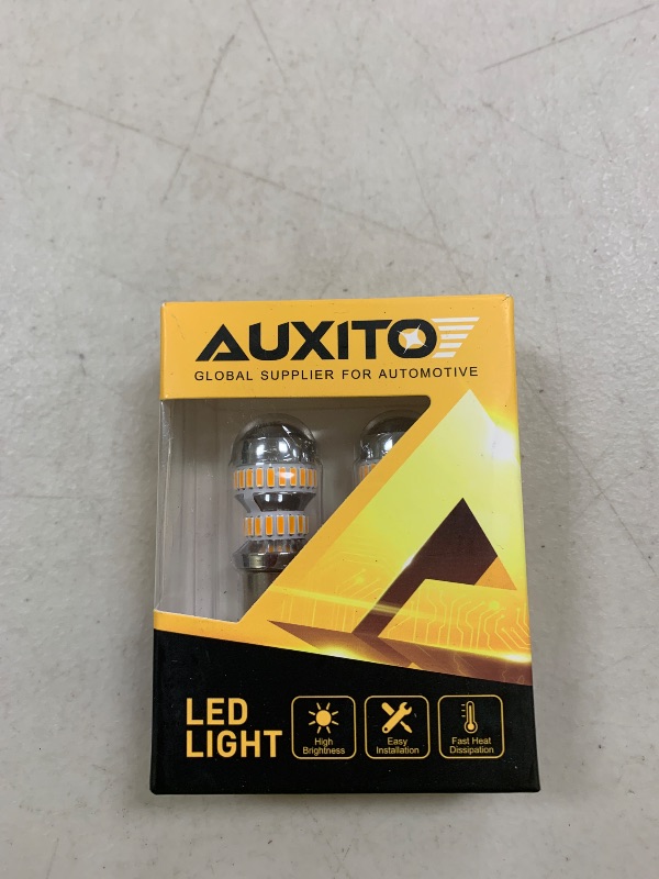 Photo 1 of AUXITO 1156 LED Bulbs Amber Yellow 400% Super Bright 7506 BA15S P21W LED Bulb with Projector for Front Rear LED Turn Signal Bulb DRL Marker Blinker Parking Lights, Pack of 2