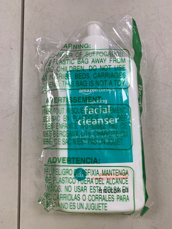 Photo 1 of Amazon Basics Foaming Facial Cleanser with Ceramides & Hyaluronic Acid, Fragrance-Free, 12 Fl Oz, Pack of 1
