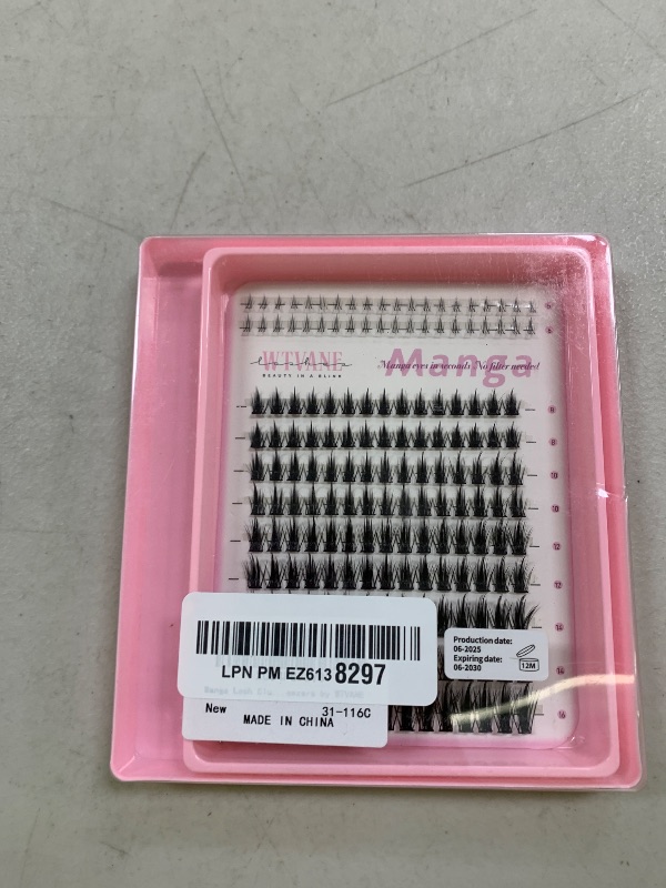Photo 1 of Anime Lash Clusters Kit Wispy Eyelash Clusters DIY Lash Extension Kit with 5-6mm Bottom Lashes 8-16mm Thin Band Individual lashes 175Pcs Manga Eyelash Extension Kit with Lash Glue, Tweezers by WTVANE