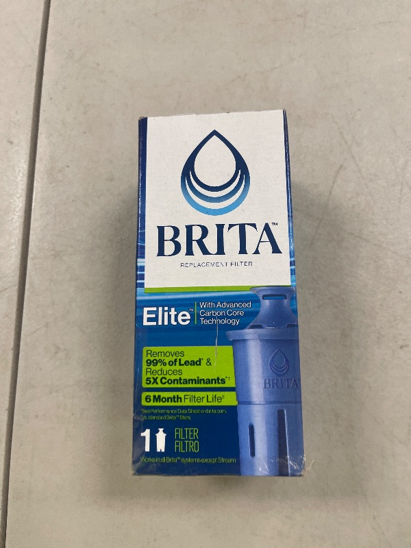 Photo 1 of Brita Elite Water Filter Replacement for Pitchers and Dispensers, BPA-Free, Reduces 99% of Lead, Lasts Six Months or 120 Gallons, Includes 1 Pitcher Replacement Filter