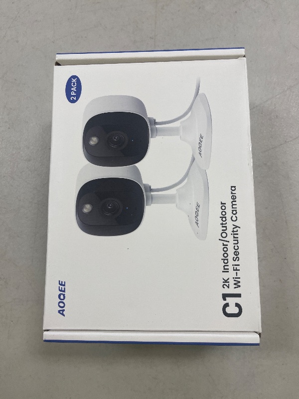 Photo 1 of AOQEE 2K Cameras for Home Security-Outdoor/Indoor Camera for Dog/Cat/Pet/Nanny/Baby, Color Night Vision, White Light, Siren, 24/7 SD Recordings, Works with Alexa/Google Home, C1 (C1-White-2pack-2.4G)