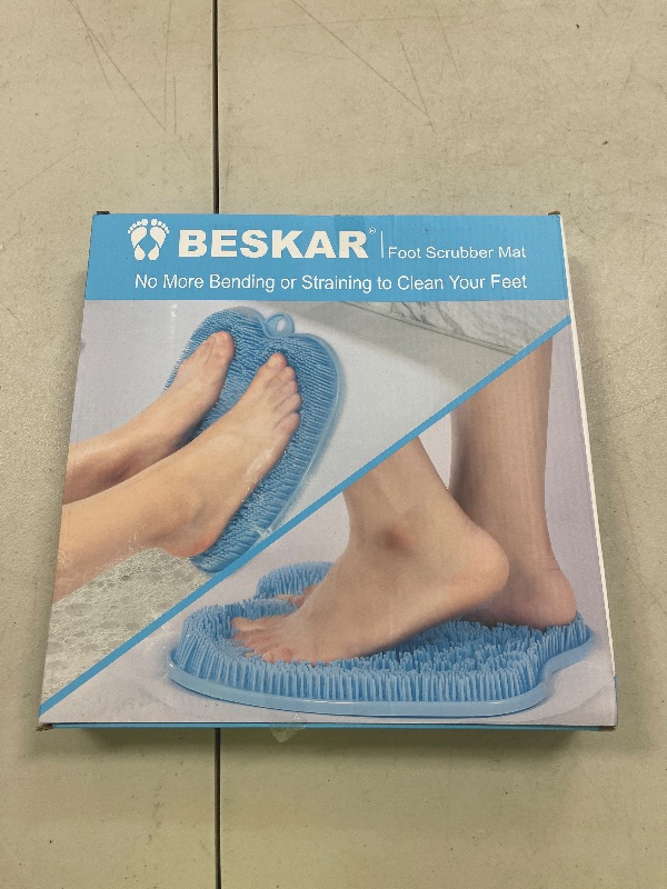 Photo 1 of BESKAR XL Large Foot Scrubber Mat for Use in Shower - Shower Foot Cleaner to Eliminate Calluses Dead Skin, Foot Massager Mat for Men & Women to Soothe Achy Feet, Non Slip Suction Cups