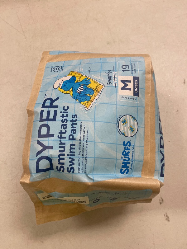 Photo 1 of DYPER Smurftastic Baby Swim Diapers, Hypoallergenic Plant-Based Disposable Swim Diapers | Eco-Friendly & Absorbent Swimming Diapers for Babies, Size M (19 Count)