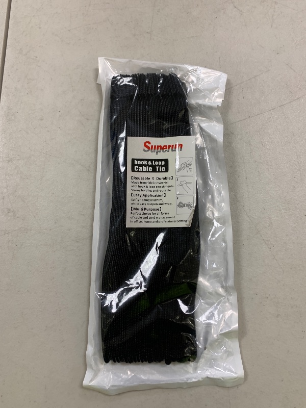 Photo 1 of Superun 50 Pcs Black 10 Inch Fastening Cable Ties Reusable Cord Organizer, Adjustable Hook and Loop Wire Wrap Cable Management