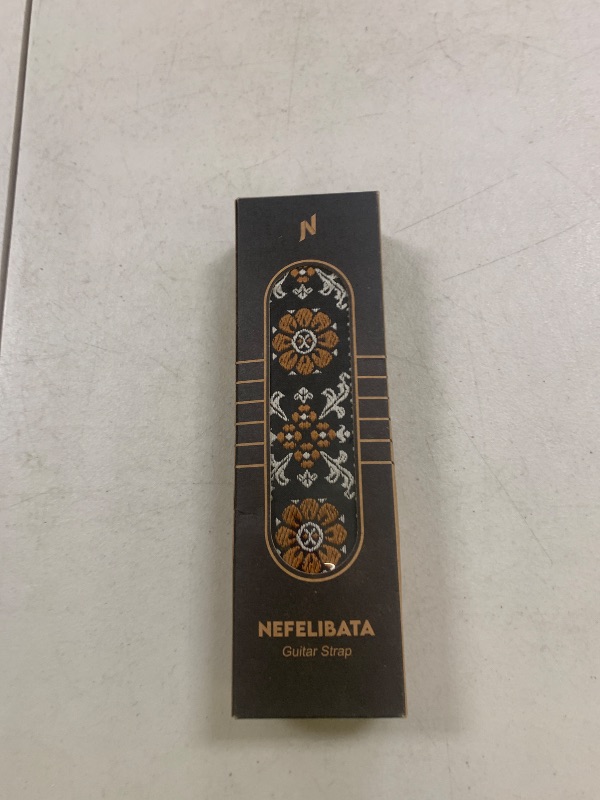 Photo 1 of Nefelibata Guitar Strap,Jacquard Embroidery Cotton Guitar Straps with Crazy Horse Leather Leather Ends for Bass, Electric & Acoustic, Best Gifts for Kids, Guitarists(Retro yellow flower embroidery)