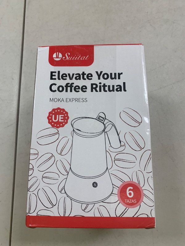 Photo 1 of Suiitat Moka Pot, 6 Cups (10.6 oz) Stovetop Espresso Maker, 304 Stainless Steel Moka Pot, Induction Compatible, Red