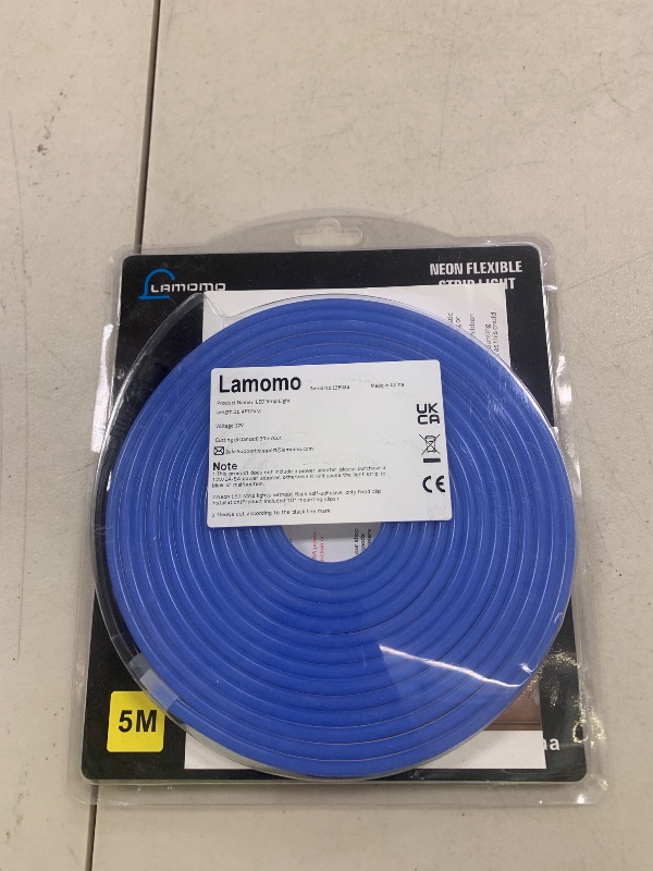 Photo 1 of Lamomo LED Neon Lights, 16.4ft Blue LED Strip Light, 12V 0.39in/Cut Silicone Waterproof Neon Rope Light, DIY Neon Sign for Bedroom Indoor Outdoor Decoration?Power Adapter not Included?