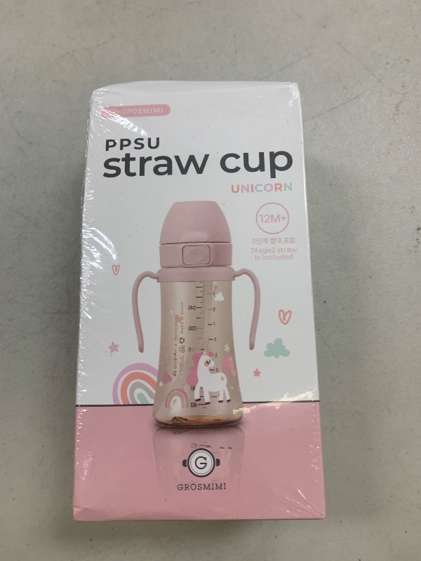 Photo 1 of GROSMIMI Flip Top Spill Proof Sippy Cup, PPSU, BPA Free, 10 oz, Stage 2 Straw for Toddlers (Unicorn)