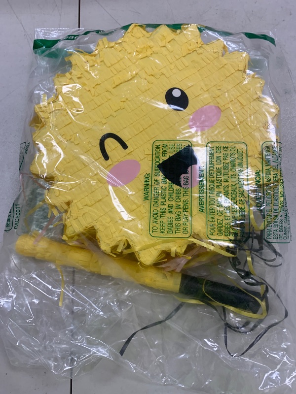 Photo 1 of Lewtemi Sun Piñata for Summer Birthday Party Yellow Piñata with Stick, Blindfold, Confetti for Adults Birthday Baby Shower Party Supplies