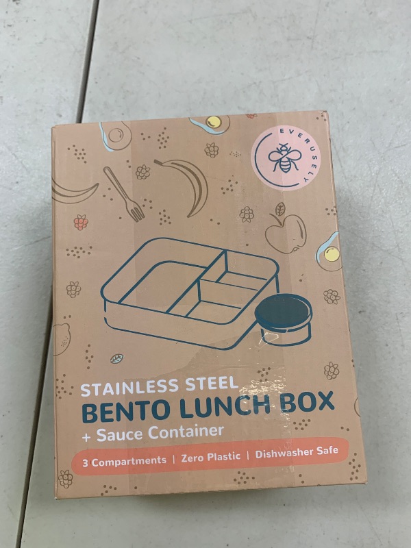 Photo 1 of Everusely - Bento Box - Sage, 47oz / 1.4 L - Stainless Steel Lunch Box with Leakproof Condiment Container - 3 Compartment Snack Organizer for On the Go Meals - Freezer & Dishwasher Safe