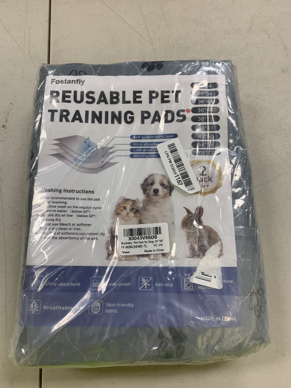 Photo 1 of Fostanfly Washable Pee Pads for Dogs, 2 Pack 36"x48" Superior Reusable Puppy Pads, Waterproof Mat Protects Against Urine Leakage, Non-Slip Grip Prevents Slipping and Bunching for Dog, Puppy