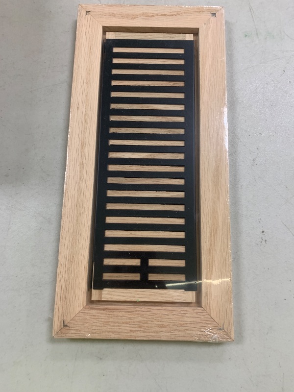 Photo 1 of Red Oak Hardwood Flush Mount Floor Register, 4X12 Inch, with Damper, High Output Air Flow,