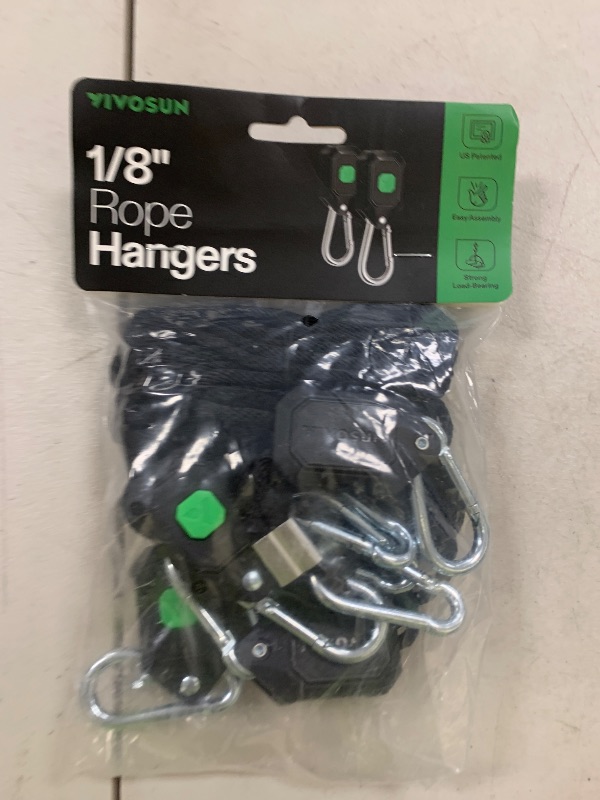 Photo 1 of VIVOSUN 2-Pair 1/8 Inch Adjustable Grow Light Hanger, Heavy Duty Rope Hanger with Reinforced Metal Gears, 8Ft. Long and 150 lbs Weight Capacity Rope for Grow Light, Inline Fan, Filters