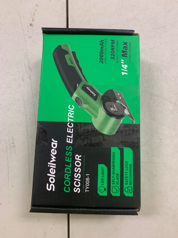 Photo 1 of Cardboard Cutter, Rechargeable Cordless Electric Scissors, 4V Upgrade Motor Electric Box Cutter with 2 Blades, Safety Lock & LED Light, Powerful Cutting for Cardboard Box, Plastic, Leather