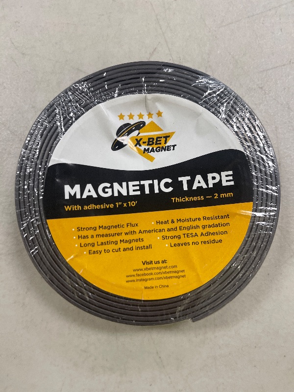 Photo 1 of Super Sticky Magnetic Tape (10 feet x 1 inch) - Stong Magnet Strip with Adhesive Backing for DIY & Crafts - Easy to Cut and Mount on Fridges, Whiteboards & More