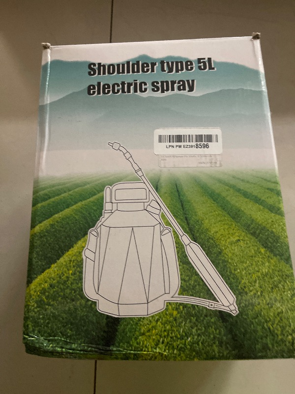 Photo 1 of Battery Powered Sprayer 1.35Gallon/5L, 2025 Upgraded Electric Sprayer in Lawn and Garden with 3 Adjustable Force, Battery Indicator, Rechargeable Handle, Telescopic Wand,3 Mist Nozzles,Shoulder Strap
