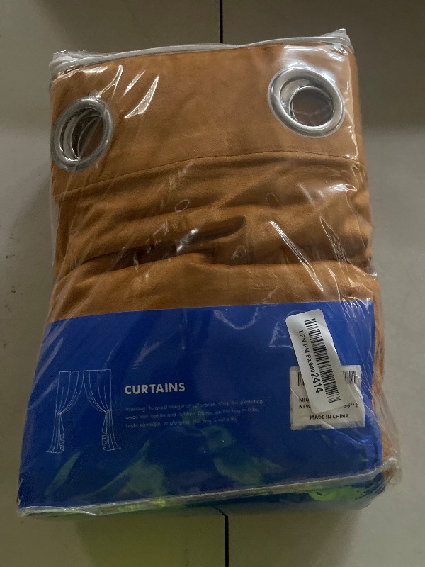 Photo 1 of MIULEE Velvet Curtains Gold Brown Elegant Long Grommet Curtains Black Out Thermal Insulated Soundproof Room Darkening Drapes for Fall Living Room Bedroom 52 x 96 Inch Length Set of 2, Pumpkin Brown