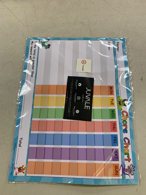 Photo 1 of Juvale Chore Chart for Kids - Daily Dry Erase & Laminated Hanging Chore Chart Peel & Stick - Behavior & Reward Board for Multiple Kids - 14.5 x 11 in, Multicolor, 6-Pack