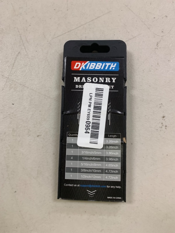 Photo 1 of 10-Piece Masonry Drill Bit Set for Concrete Tile Glass Ceramic Brick,1/8 to 1/2 Inch Drilling Bits with Triangle Handle,Tungsten Steel Alloy Tip.?Black?