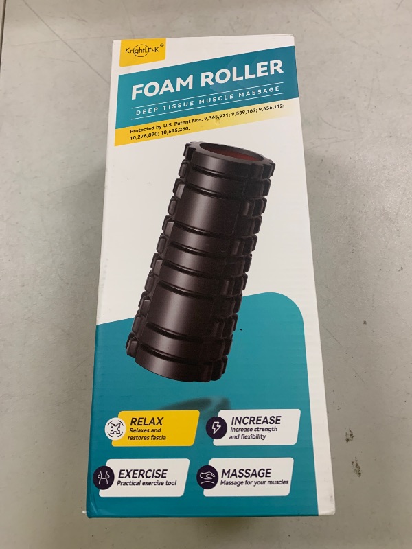 Photo 1 of Krightlink Foam Roller for Deep Tissue Massager, 13" High Density Exercise Patented Roller for Muscle Massage and Myofascial Trigger Point Release Back Roller for Fitness, Yoga and Pilates (Black)