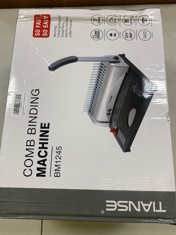 Photo 1 of TIANSE Binding Machine, 21-Holes, 450 Sheets, Comb Binding Machines with Starter Kit 100 PCS 3/8'' Comb Binding Spines, Comb Binder Machine Book Maker Perfect for Letter Size, A4, A5 or Smaller Sizes