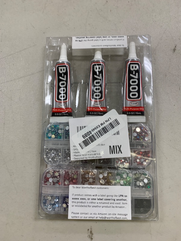 Photo 1 of b7000 Glue with 11000Pcs Multicolored Rhinestones Flatback for Crafts Clothes Fabric Crafting Tumblers, Bedazzler Kit with Multi Colorful Gems Rainbow Flat Back Crystal 2,3,5mm Assorted Colored