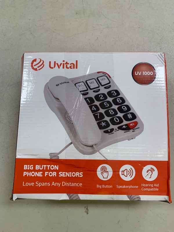 Photo 1 of Uvital Big Button Phone for Seniors, White Senior Phone for Elderly Landline, Black Big Buttons Corded Landline Telephone for Home, Corded Landline Phones for Home - Amplified Ringer and Loud Speaker