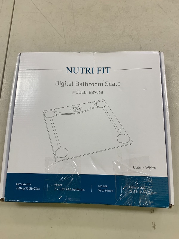 Photo 1 of NUTRI FIT Digital Bathroom Scale for Body Weight Loss, Precision Weighing, High Accuracy, 330 lbs Capacity, Step-on Technology with AAA Batteries, Birthday Gifts, Bright White