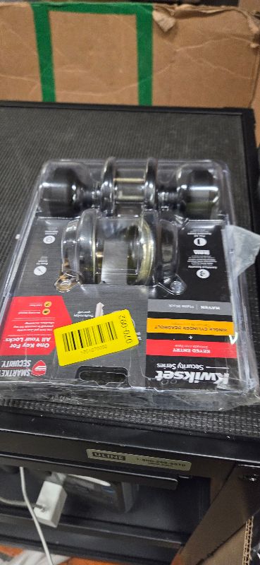 Photo 1 of Kwikset Maven Front Door Lock Handle and Deadbolt Set, Entry Handleset Round Exterior with Interior Door Knob, Secure Locking Deadbolt, Matte Black, with Microban Protection