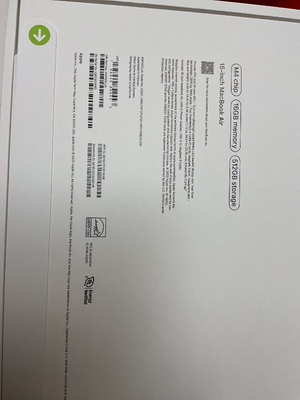 Photo 1 of Apple 2025 MacBook Air 15-inch Laptop with M4 chip: Built for Apple Intelligence, 15.3-inch Liquid Retina Display, 16GB Unified Memory, 512GB SSD Storage, 12MP Center Stage Camera, Touch ID; Midnight
