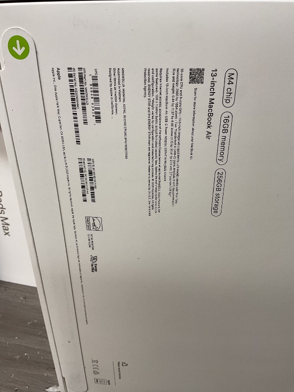 Photo 1 of Apple 2025 MacBook Air 13-inch Laptop with M4 chip: Built for Apple Intelligence, 13.6-inch Liquid Retina Display, 16GB Unified Memory, 256GB SSD Storage, 12MP Center Stage Camera, Touch ID; Silver