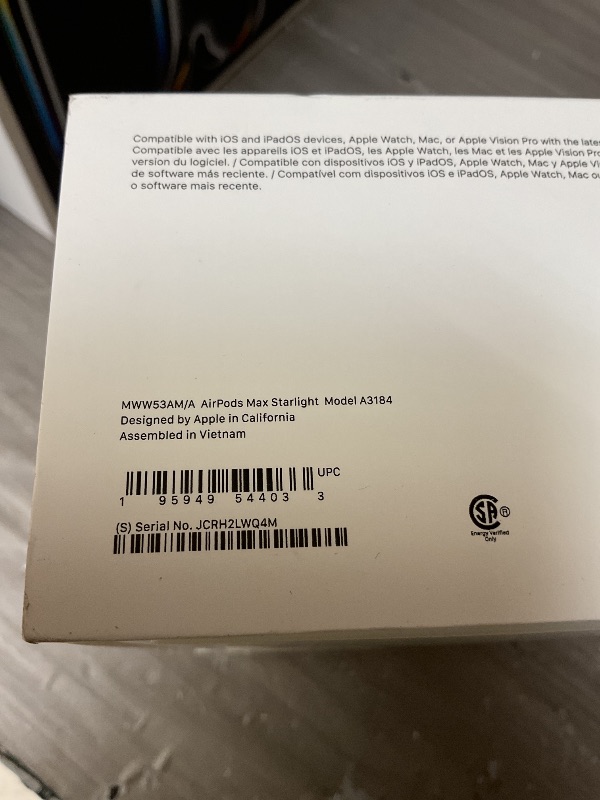 Photo 1 of Apple AirPods Max Wireless Over-Ear Headphones, Pro-Level Active Noise Cancellation, Transparency Mode, Personalized Spatial Audio, USB-C Charging, Bluetooth Headphones for iPhone - Starlight